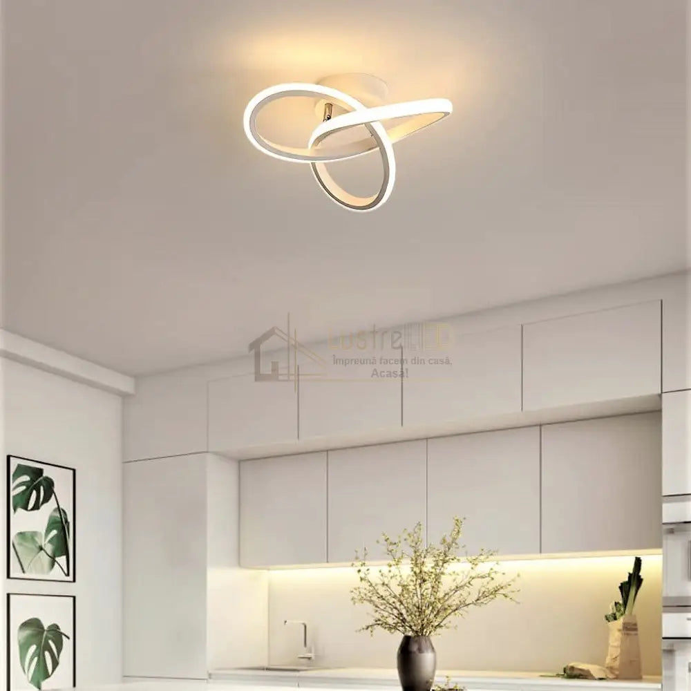 Lustra Led 48W Two Rings Alb Echivalent 200W Ceiling Light Fixtures