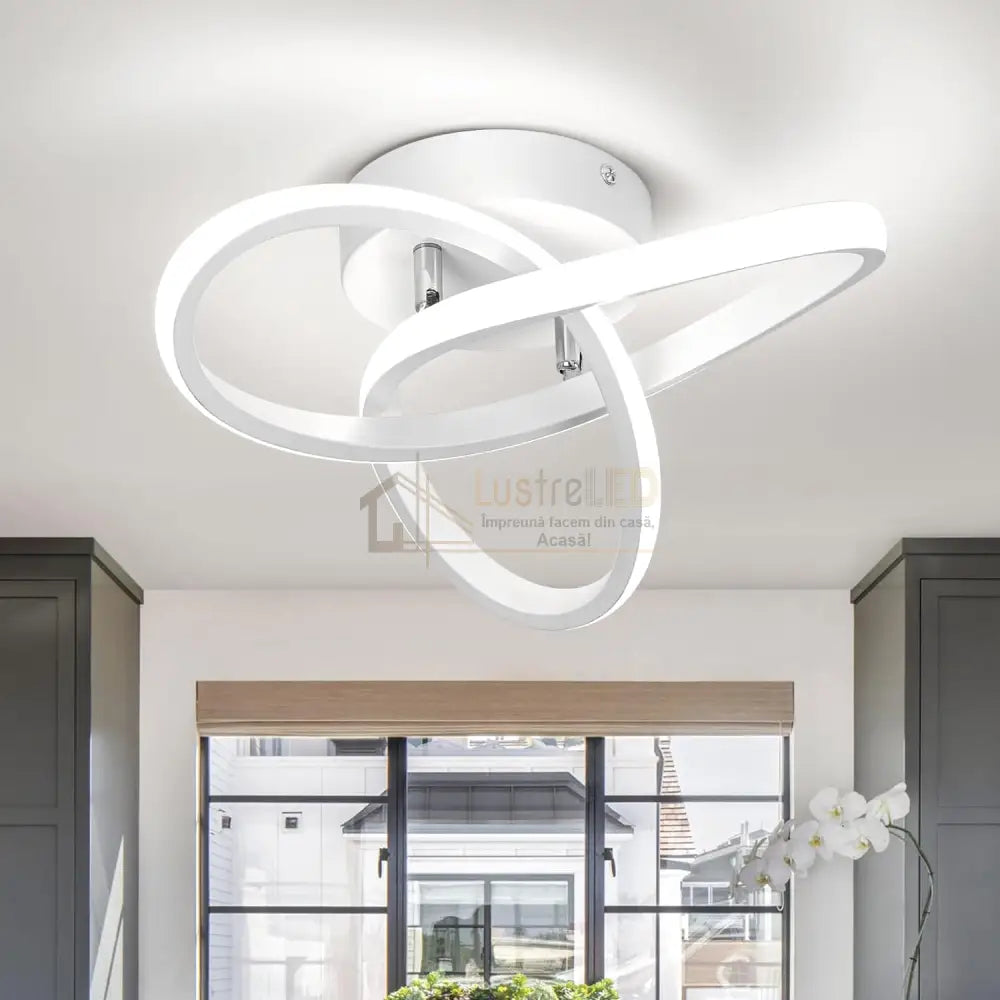 Lustra Led 48W Two Rings Alb Echivalent 200W Ceiling Light Fixtures