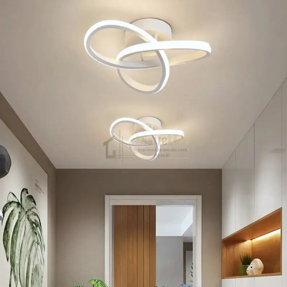 Lustra Led 48W Two Rings Alb Echivalent 200W Ceiling Light Fixtures