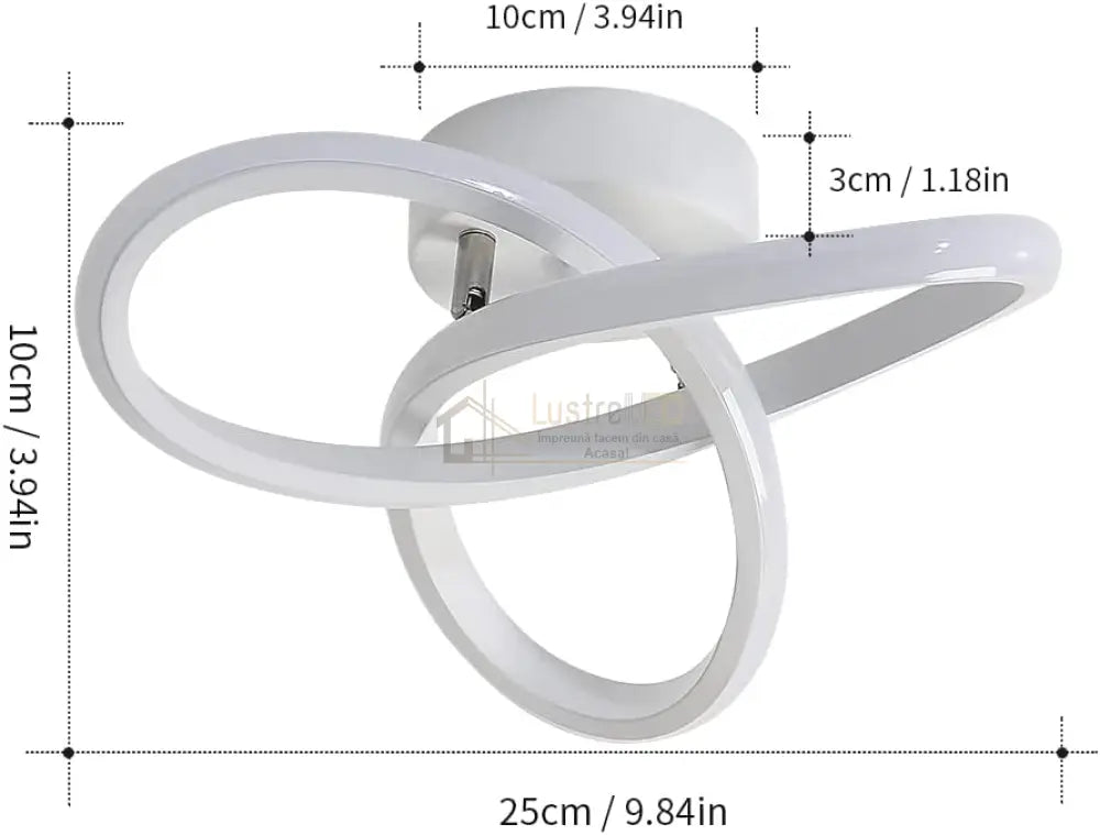 Lustra Led 48W Two Rings Alb Echivalent 200W Ceiling Light Fixtures