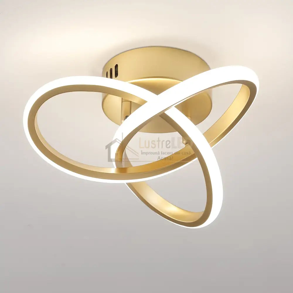 Lustra Led 48W Two Rings Gold Echivalent 200W Ceiling Light Fixtures