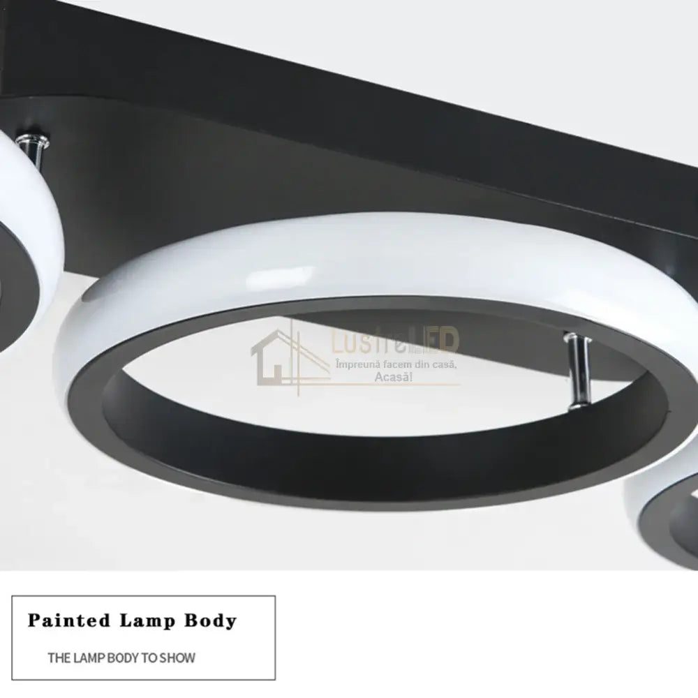 Lustra Led 54W Enzo Circle Black Echivalent 300W Lighting Fixtures