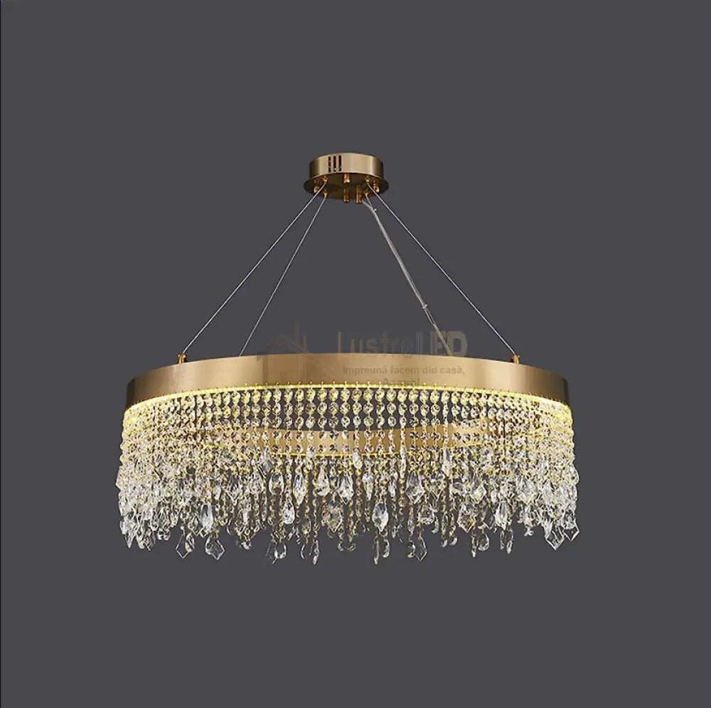 Lustra Led 56W Gold Luxury Cristal 1 Segment Chandeliers Crystal