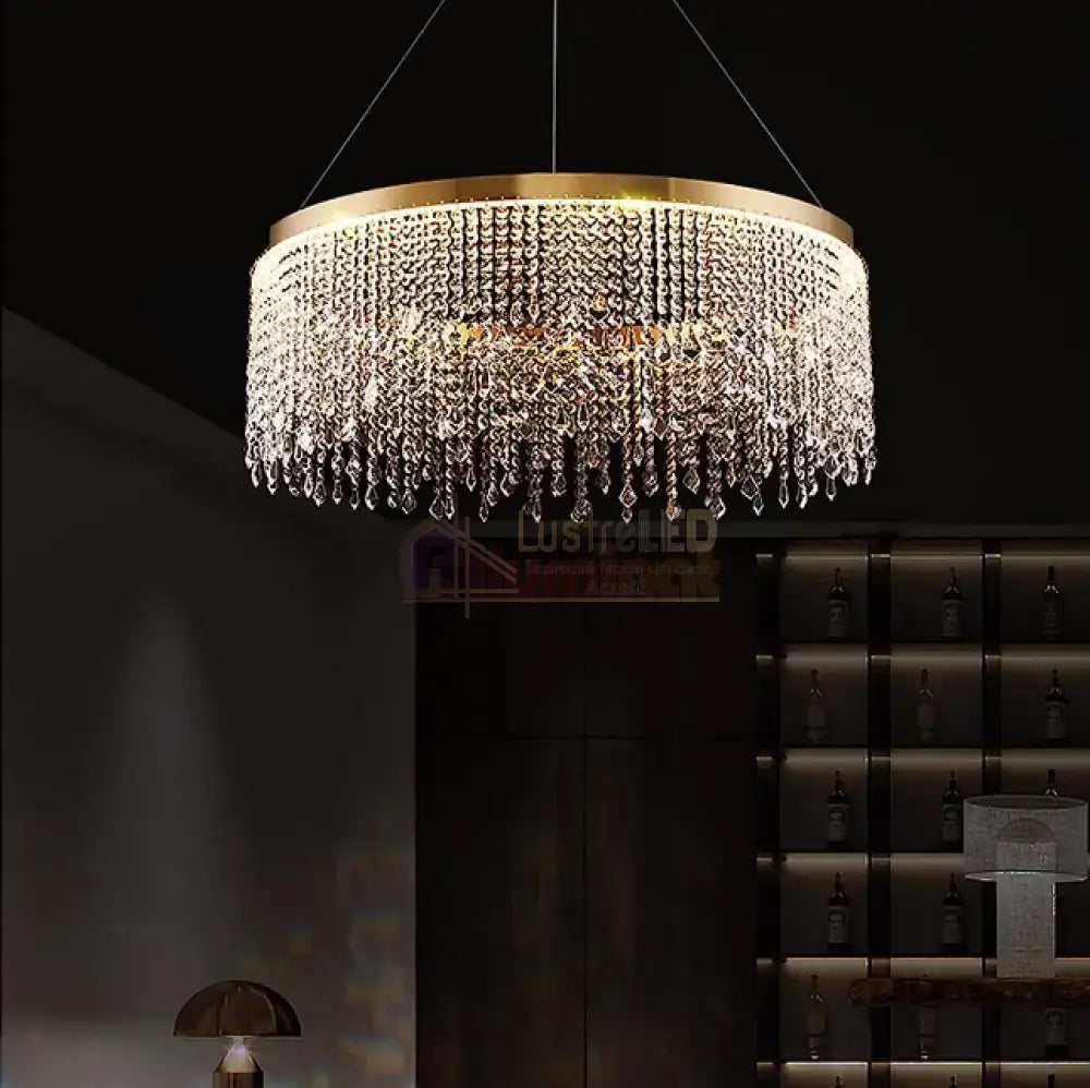Lustra Led 56W Gold Luxury Cristal 1 Segment Chandeliers Crystal