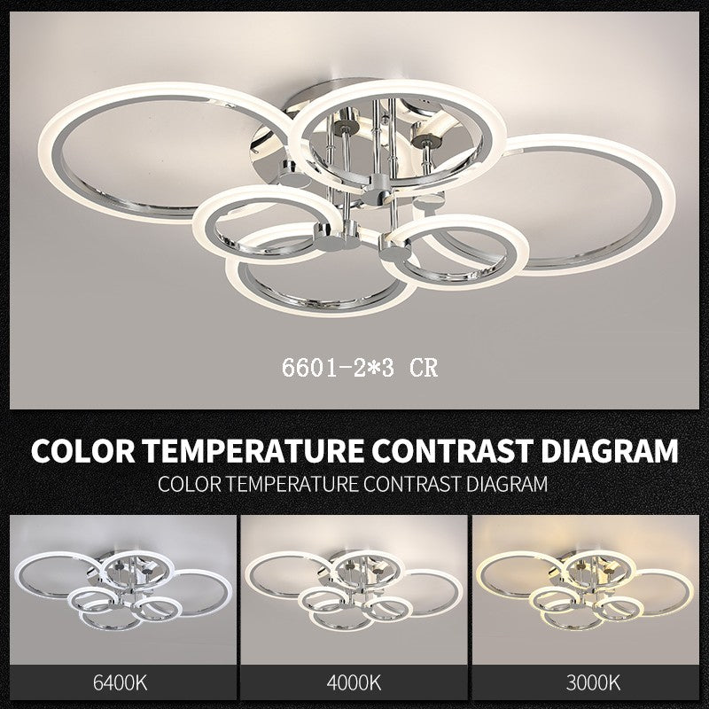 Lustra LED 4+2 Circle MAXI Chrome Echivalent 600W Telecomanda