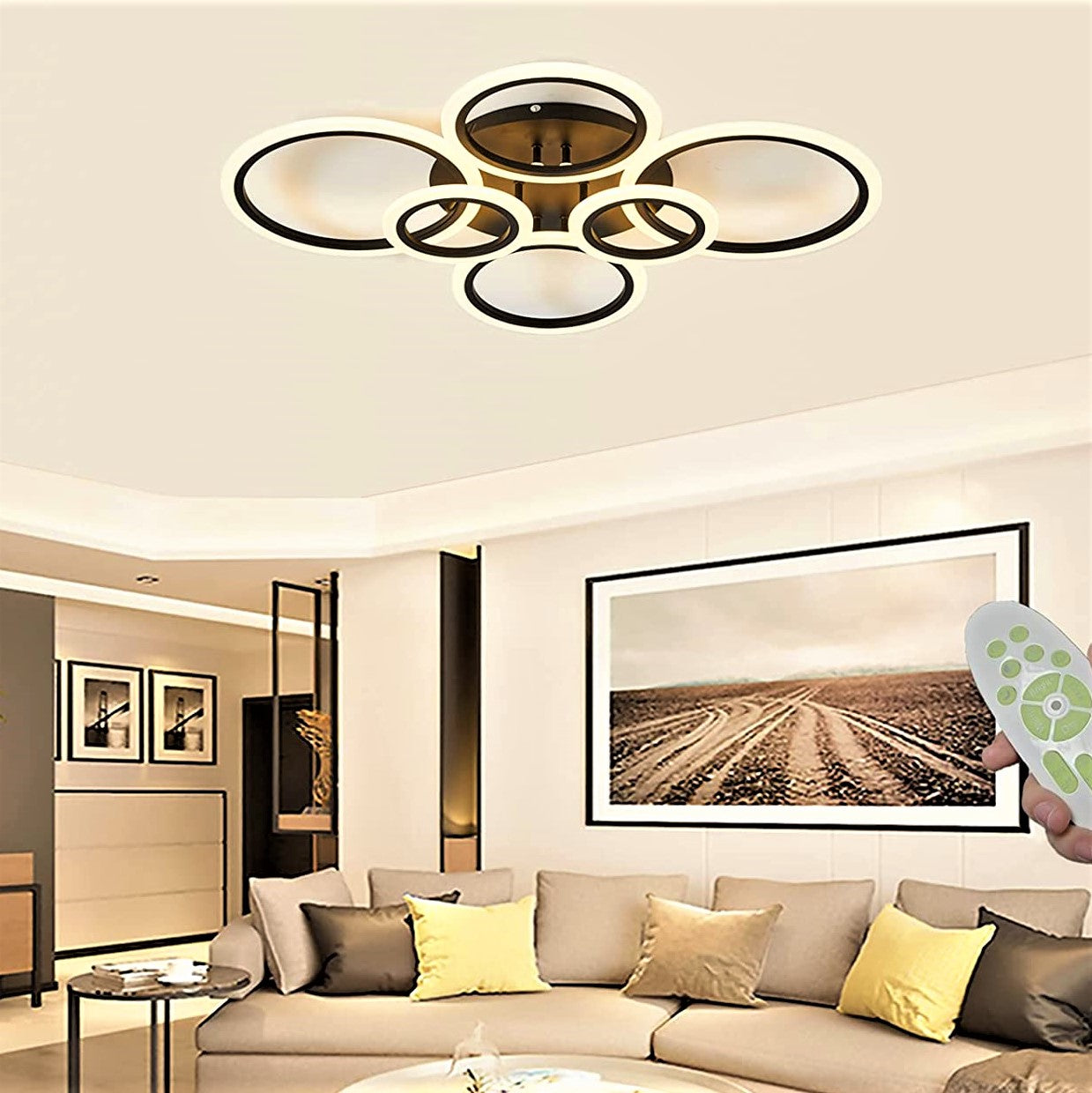 Lustra LED 4+2 CIRCLE MAXI BROWN Echivalent 600W Telecomanda