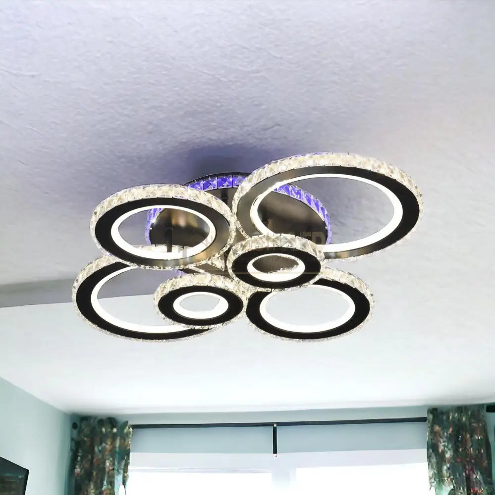 Lustra Led 238W 4 + 2 Circle Cristal Black Rgb Echivalent 800W Chandeliers Crystal
