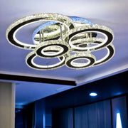 Lustra Led 6 Circle Cristal Chrome Rgb Echivalent 800W Telecomanda Chandeliers Crystal