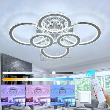 Lustra Led 238W 4 + 2 Circle Cristal Rgb Echivalent 800W Chandeliers Crystal