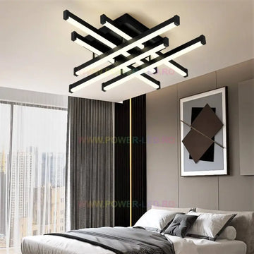 Lustra LED 6 LINES Design Black SMART Echivalent 500W Telecomanda