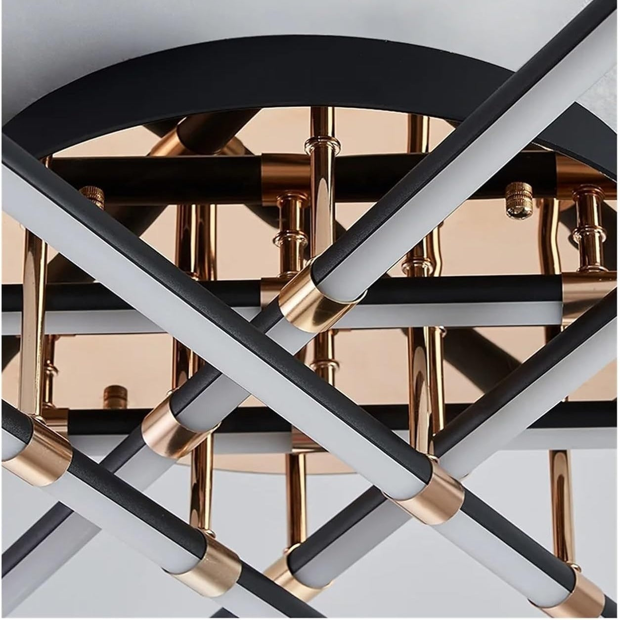 Lustra LED 6 LINES Design Round 9802/6 Negru si Auriu / 70CM / MINIMALIST DESIGN Lighting Fixtures