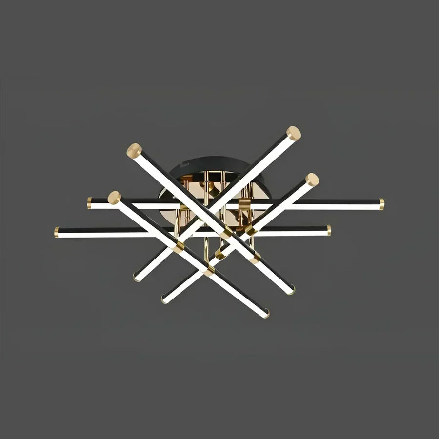 Lustra LED 6 LINES Design Round 9802/6 Negru si Auriu / 70CM / MINIMALIST DESIGN Lighting Fixtures