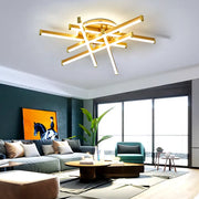 Lustra Led 6 Lines Design Round Gold Echivalent 800W Telecomanda Lighting Fixtures