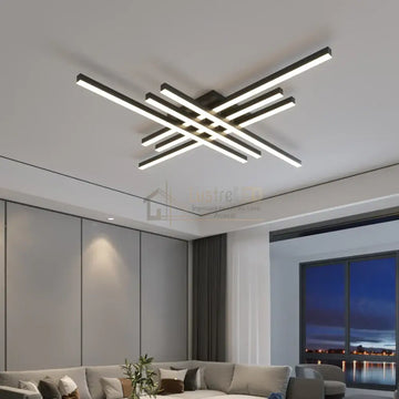 Lustra LED 6 Modern LINES Black Echivalent 600W Telecomanda