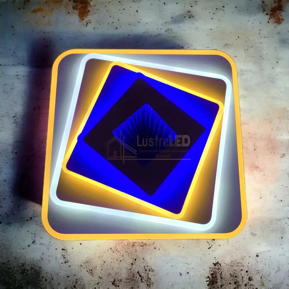 Lustra Led 60W 30Cm 3D Rgb Square Echivalent 300W Al9530 Lighting Fixtures