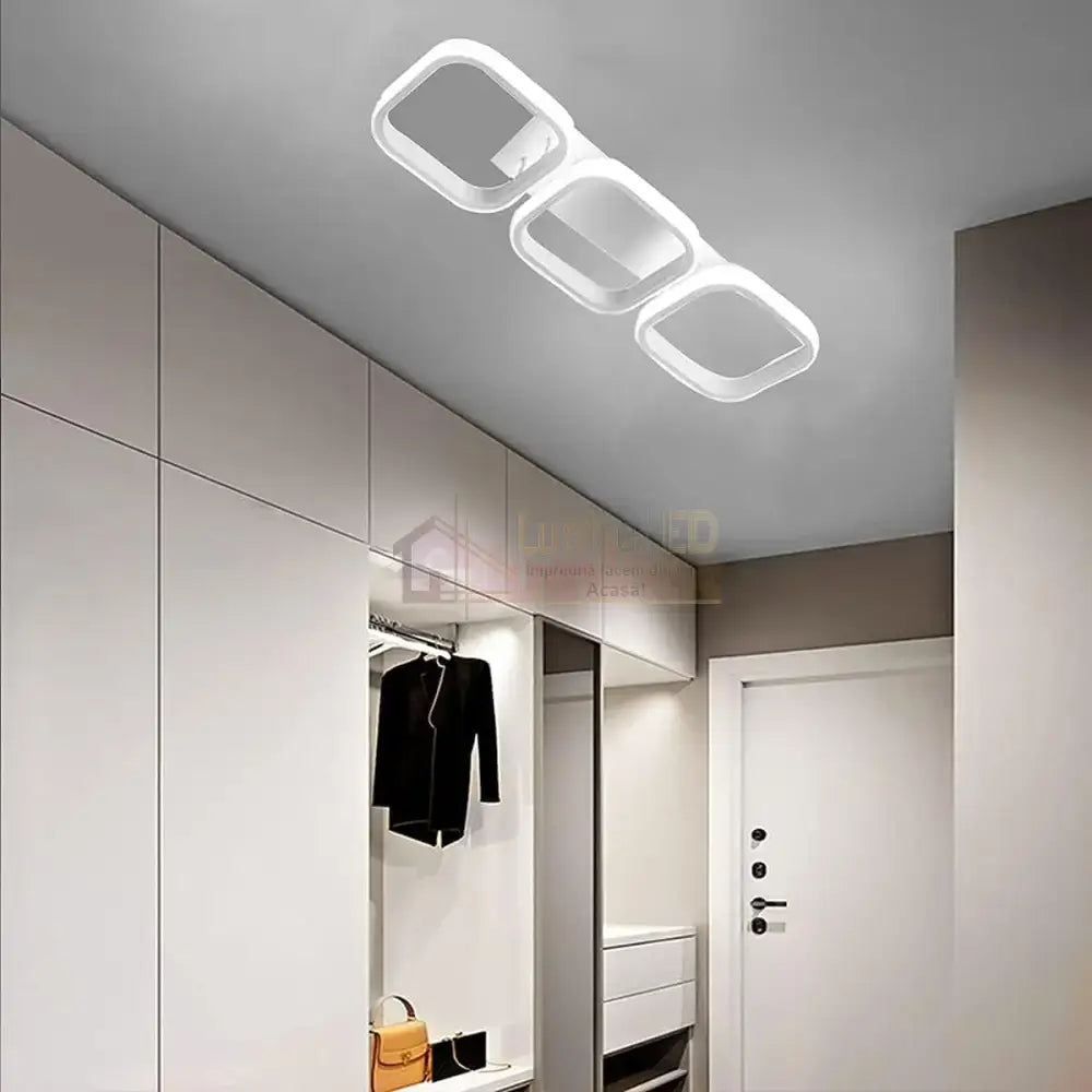 Lustra Led 60W Enzo Square Alb Echivalent 300W Lighting Fixtures