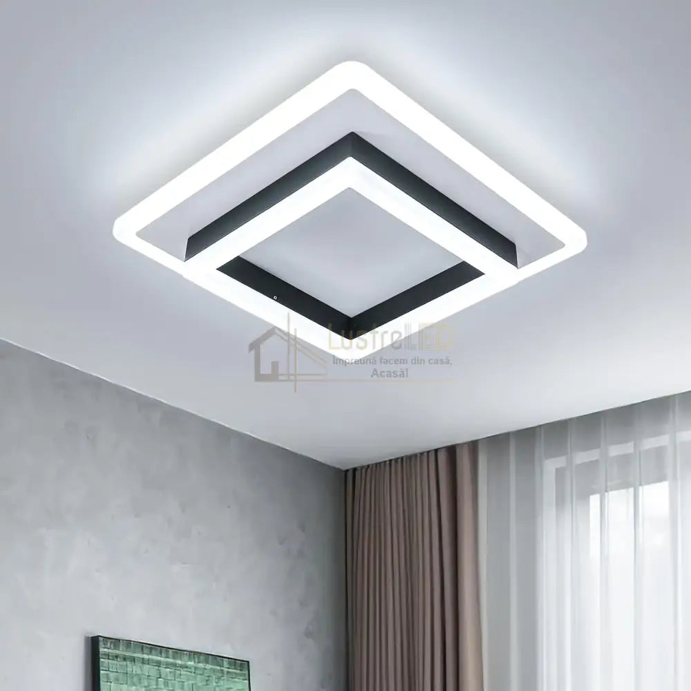 Lustra Led 64W Quadrata Black Echivalent 200W Lighting Fixtures