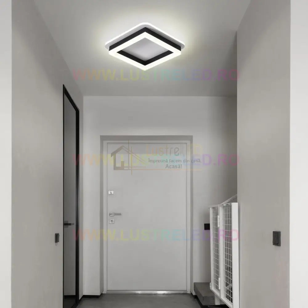 Lustra Led 64W Quadrata Black Echivalent 200W Lighting Fixtures