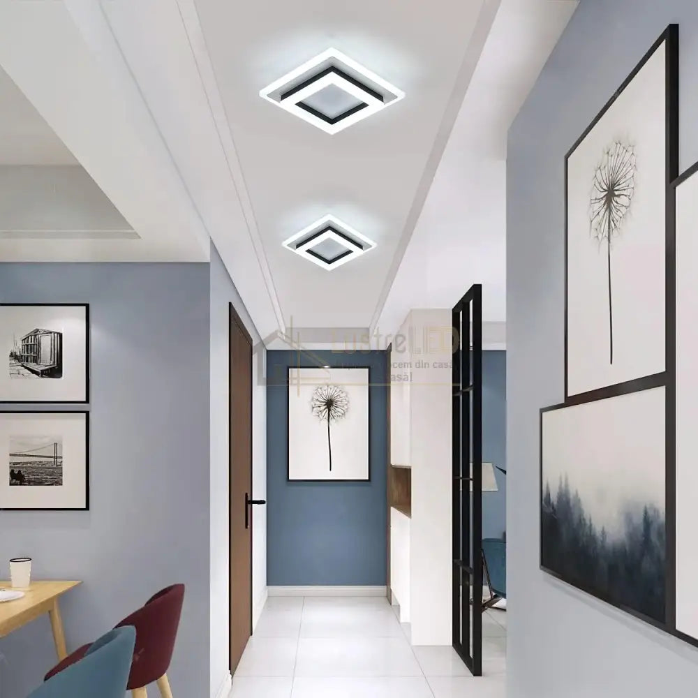 Lustra Led 64W Quadrata Black Echivalent 200W Lighting Fixtures