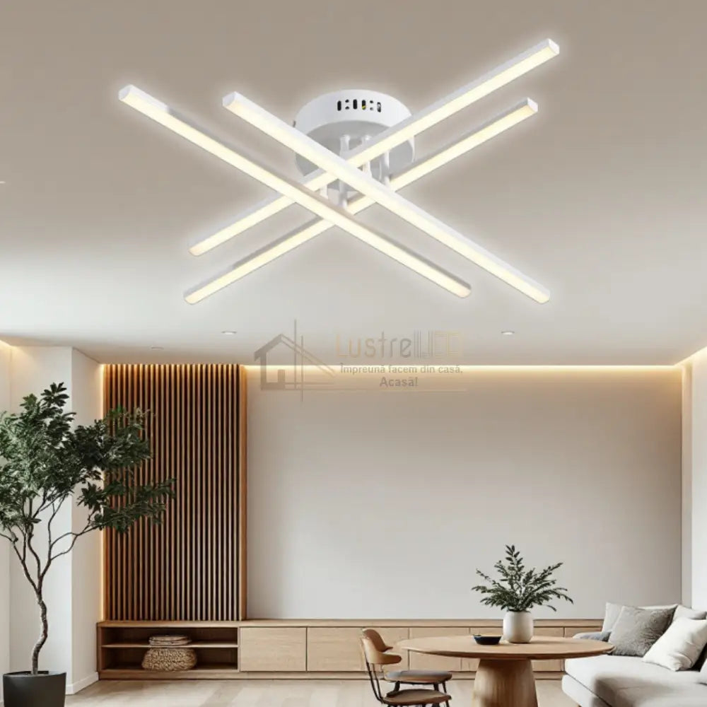 Lustra LED 4 Modern LINES White Echivalent 400W Telecomanda WT-7015-4C ALBA / 67CM / MINIMALIST DESIGN Lighting Fixtures