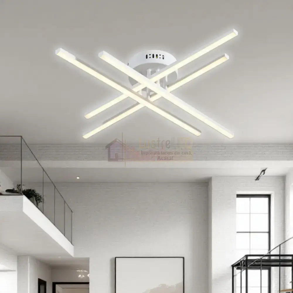 Lustra LED 4 Modern LINES White Echivalent 400W Telecomanda WT-7015-4C ALBA / 67CM / MINIMALIST DESIGN Lighting Fixtures