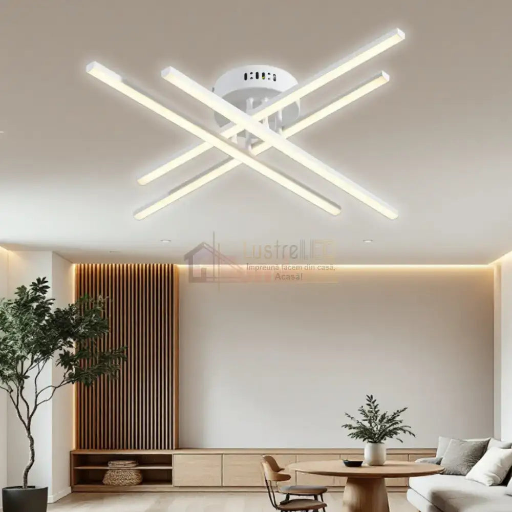 Lustra LED 4 Modern LINES White Echivalent 400W Telecomanda WT-7015-4C ALBA / 67CM / MINIMALIST DESIGN Lighting Fixtures