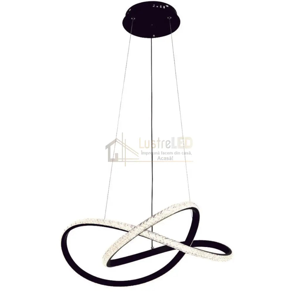 Lustra Led 66W Cristal Infinity Black 2 Segmente 3 Functii Chandeliers