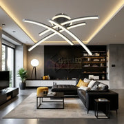 Lustra LED 66W Ophelia 4 Elemente NEAGRA Echivalent 400W Telecomanda NEAGRA / 68CM / MINIMALIST DESIGN Lighting Fixtures