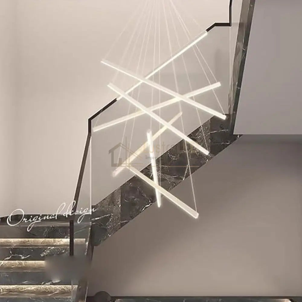 Lustra LED 7 Geometric WHITE Lines Suspendata Echivalent 800W 200CM (Copy) lustreled.ro