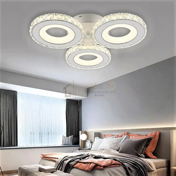 Lustra LED 72W 3 CIRCLE Cristal Alba Telecomanda