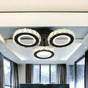 Lustra Led 72W 3 Circle Cristal Negru Telecomanda Lighting Fixtures