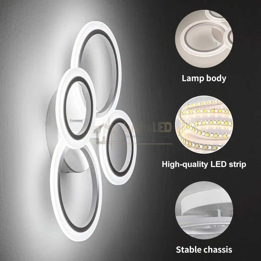 Lustra Led 72W 4 Circle Smart Control Vocal Echivalent 400W Lighting Fixtures