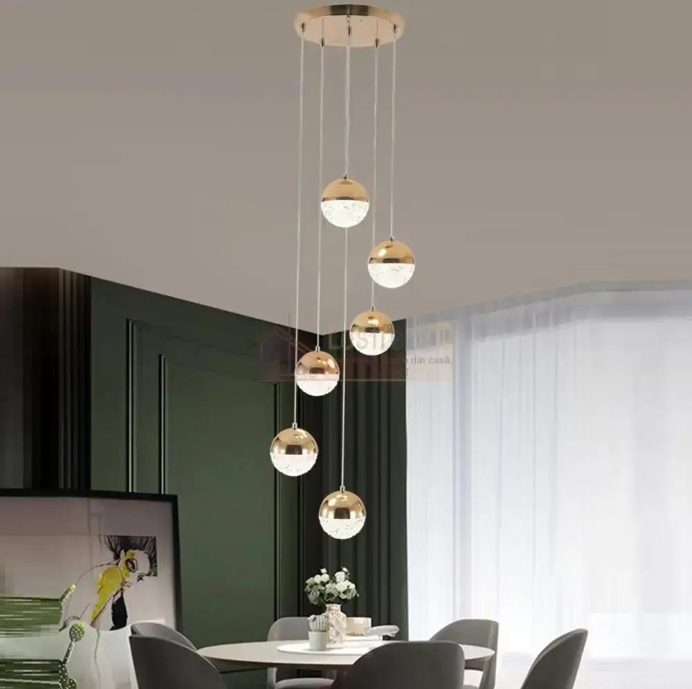 Lustra Led 74W Grapes Gold Telecomanda Echivalent 450W Lighting Fixtures