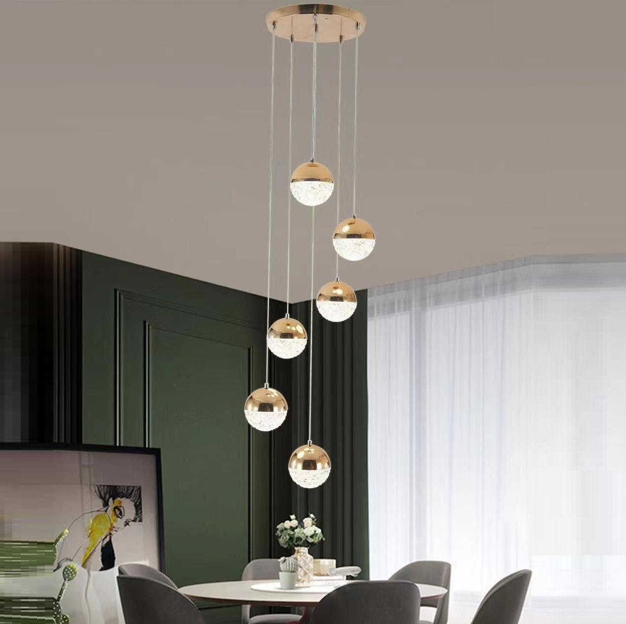 Lustra LED 74W Grapes Gold Telecomanda Echivalent 450W