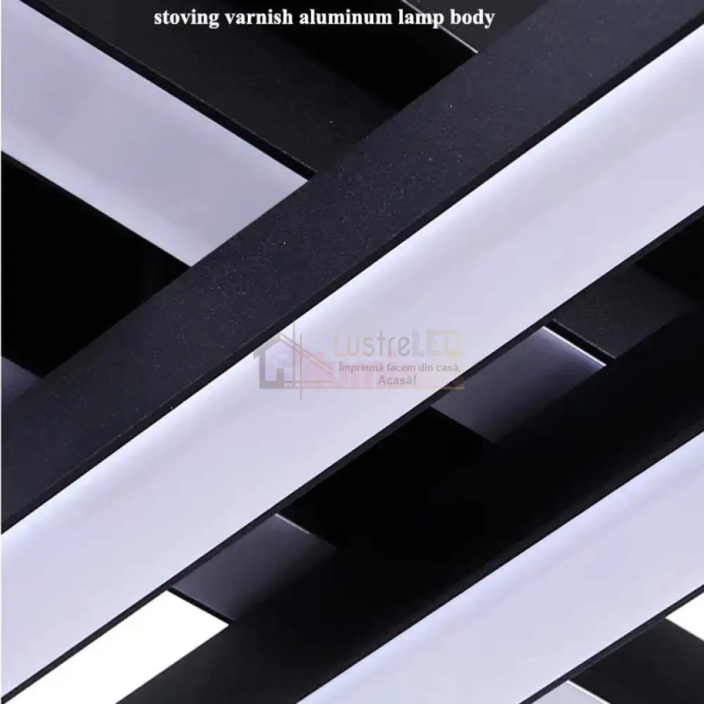 Lustra LED 8 Modern LINES Black Echivalent 1000W Telecomanda NEAGRA / 120CM / MINIMALIST DESIGN Lighting Fixtures