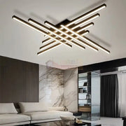 Lustra LED 8 Modern LINES Black Echivalent 1000W Telecomanda NEAGRA / 120CM / MINIMALIST DESIGN Lighting Fixtures