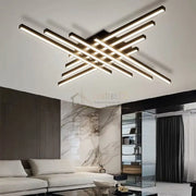 Lustra LED 8 Modern LINES Black Echivalent 1000W Telecomanda lustreled.ro