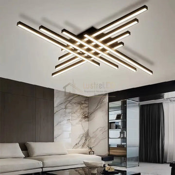Lustra LED 8 Modern LINES Black Echivalent 1000W Telecomanda