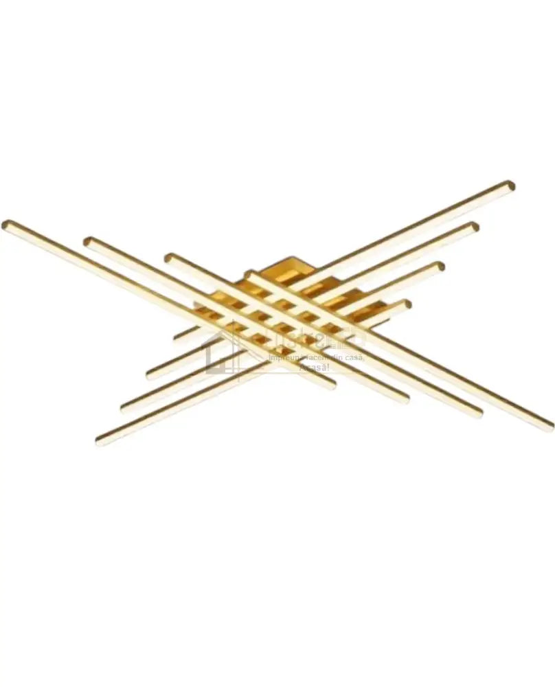 Lustra LED 8 Modern LINES Gold Echivalent 1000W Telecomanda lustreled.ro