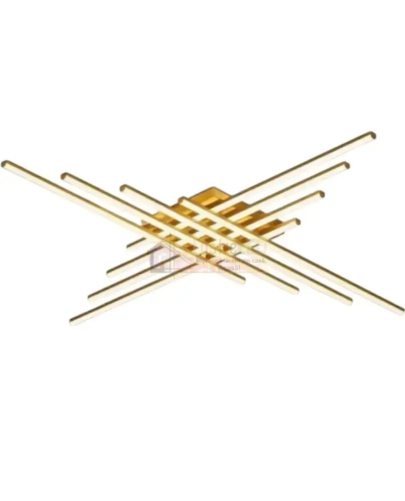 Lustra LED 8 Modern LINES Gold Echivalent 1000W Telecomanda AURIE / 120CM / MINIMALIST DESIGN Lighting Fixtures