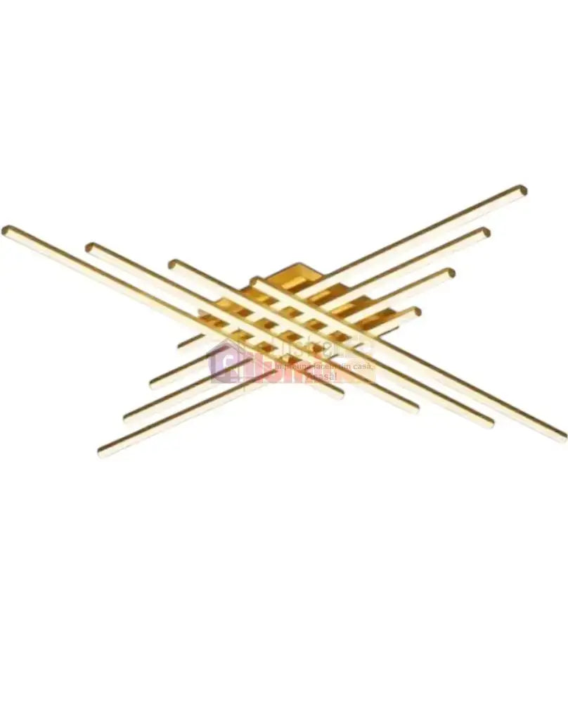 Lustra LED 8 Modern LINES Gold Echivalent 1000W Telecomanda lustreled.ro