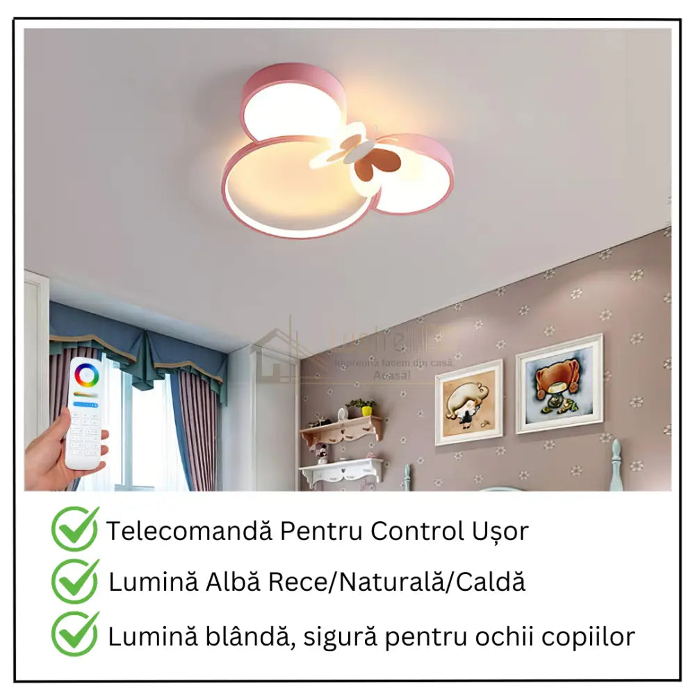 Lustra LED 80W Lovely Minnie Telecomanda 5578 ALBA / ALB/ROZ / KIDS Lighting Fixtures