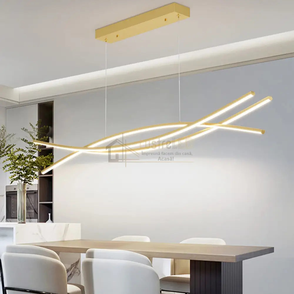 Lustra LED 132W OFFICE Suspendata Gold cu Telecomanda GOLD / 120CM / SUSPENDATE Lighting Fixtures