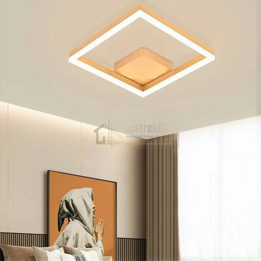 Lustra Led 80W One Square Design Gold Telecomanda Ceiling Light Fixtures