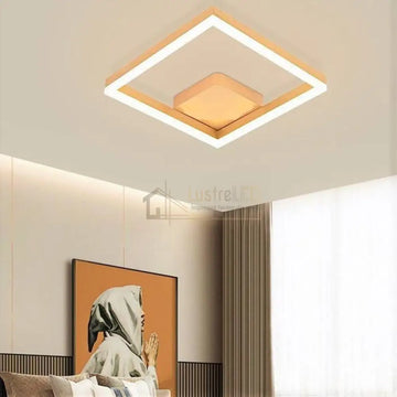 Lustra LED 80W ONE SQUARE Design Gold Telecomanda