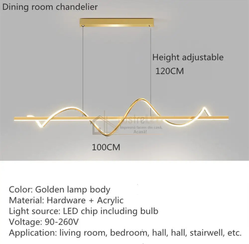 Lustra Led 80W Suspendata Serpent Gold Echivalent 400W Lighting Fixtures