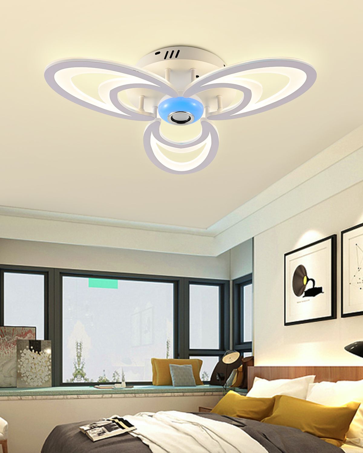 Lustra LED 3 Petale Echivalent 300W , Boxa si Telecomanda