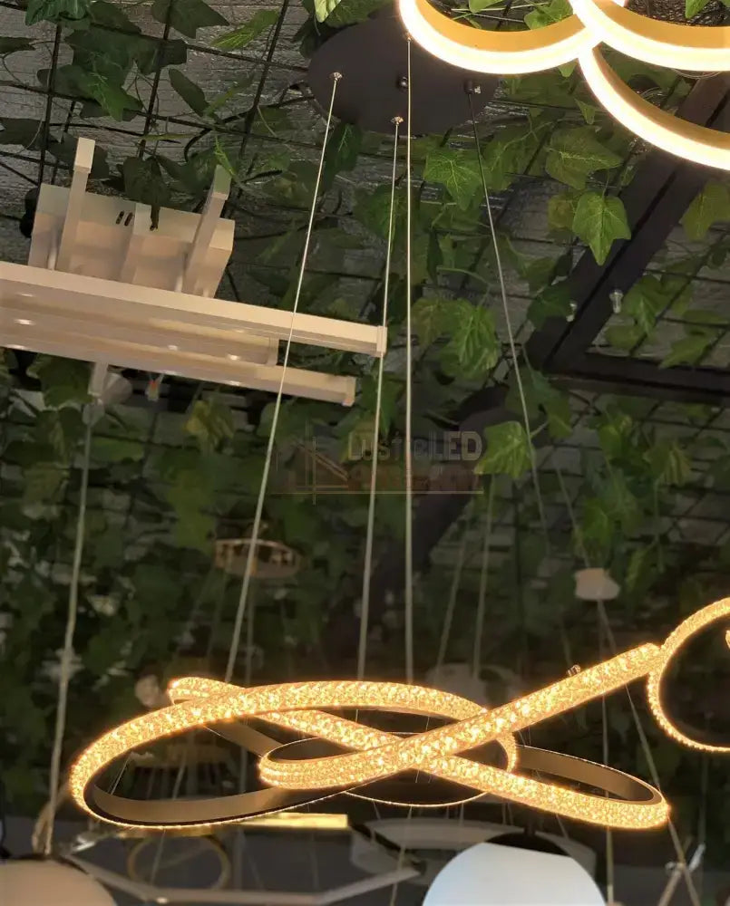 Lustra Led 86W Cristal Infinity Black 3 Segmente Functii Lighting Fixtures