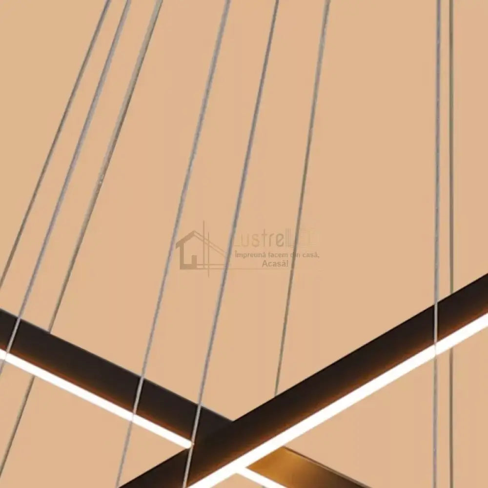 Lustra LED 9 Geometric BLACK Lines Suspendata Echivalent 1200W 300CM lustreled.ro