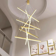 Lustra Led 9 Geometric Lines Suspendata Echivalent 1200W 300Cm Lighting Fixtures